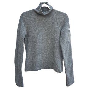 VTG Abercrombie and Fitch Lambs Wool Sweater Womens M Gray Y2K Preppy Mock Neck